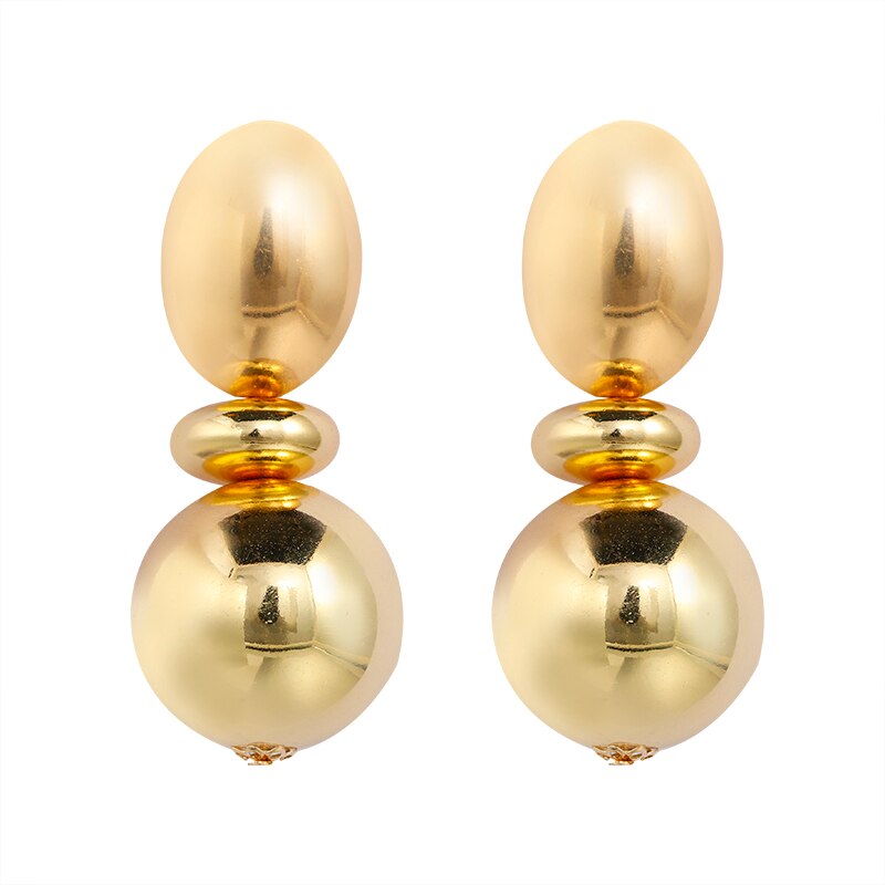 AENSOA Punk Metal Ball Gold Color Big Earrings For Women Girl Statement Earrings Wedding Party Jewelry