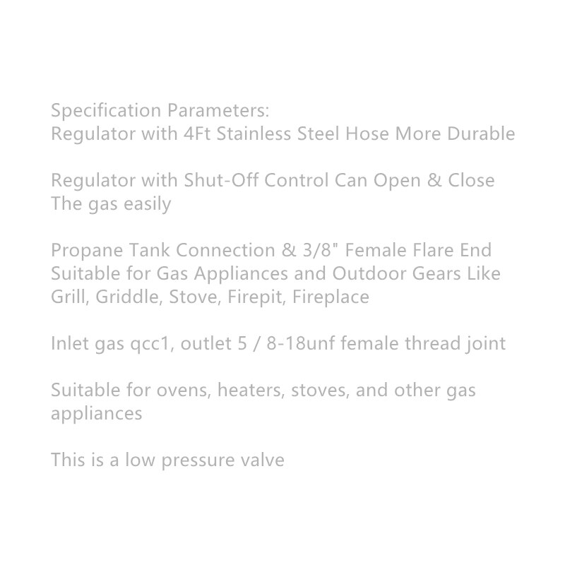 JayCreer Propane Grill Shut-Off Control Regulator Valve with 4FT Braided Flexible Hose Low Pressure Valve With Shut-Off Valve