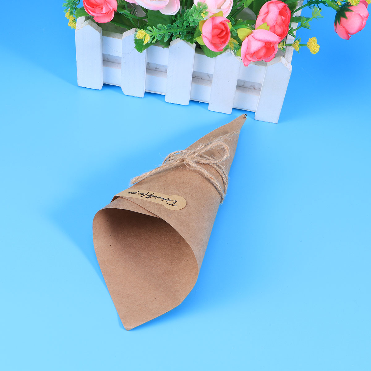 50/100PCS Ice Cream Flower DIY Bouquet Candy Boxes DIY Kraft Paper Cones Wedding Party Supplies Favors Candy Boxes