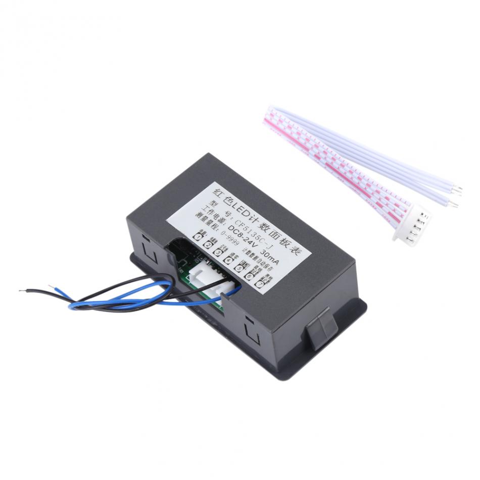 DC LED Digital Counter Display 4 Digit Tally Counter 0-9999 Up/Down Plus/Minus Panel Counter Meter with Cable