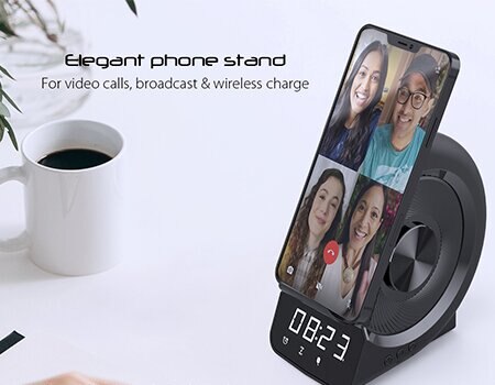 3 in 1 night wireless charger wireless charger bluetooth speaker clock alarm function phone stand hands-free calling