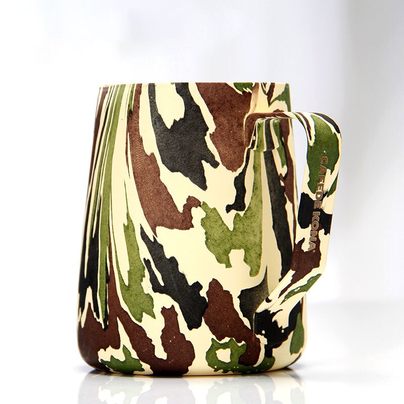 Barista kande camouflage grøn latte art mælke kande kander ounce høje kander 10/20 300/600ml stål kaffe rustfri