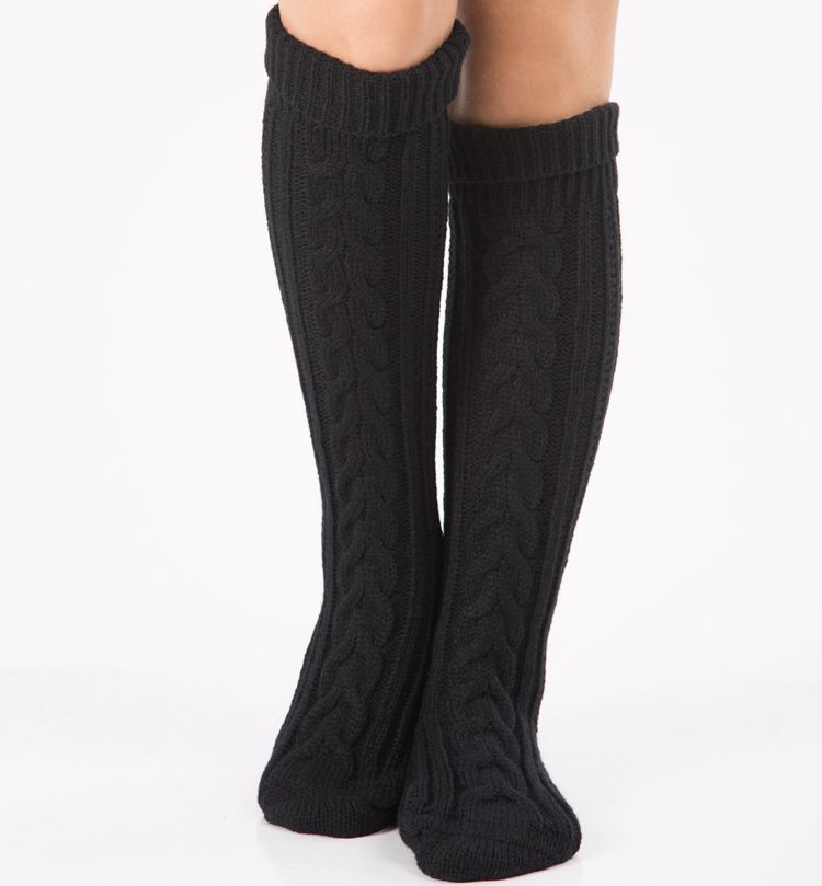 1 par dame manchetter toppers strik benstøvle knæhøje benvarmere sokker strikkede damestøvlestrømper: Farve 8