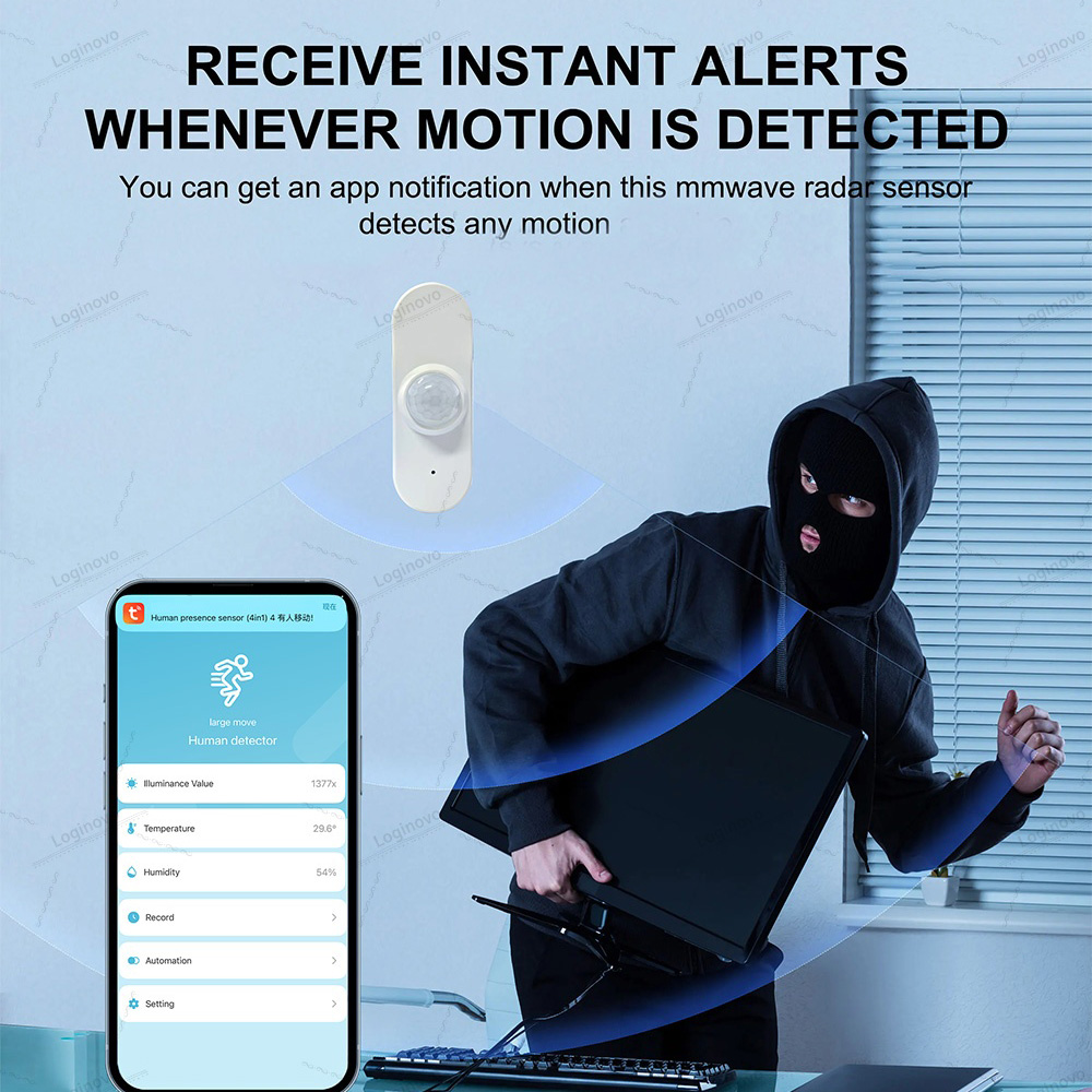 Czujnik obecności człowieka Zigbee Tuya 24G Radar Mmwave Wykrywacz ruchu z funkcją wykrywania jasności, temperatury i wilgotności 4w1