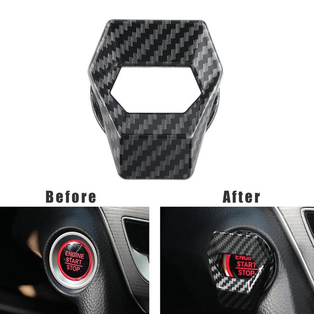 Universal Car Engine Start Stop Button Cover Ring Ignition Start Stop Button Carbon Fiber Accessory Push Button Switch Cover