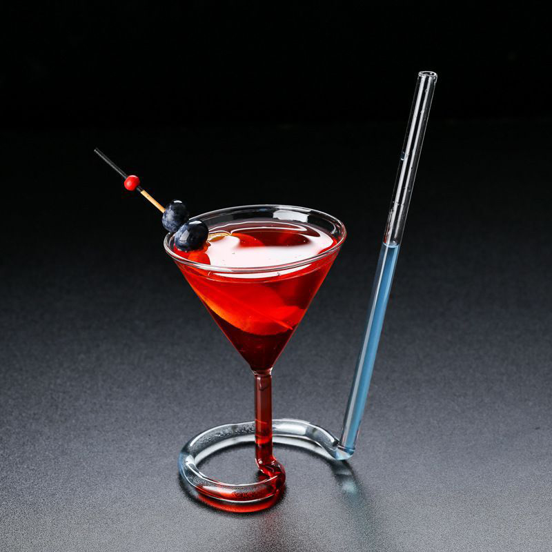 Spiral- Cocktail Glas drehbar Martini kreative lang Schwanz Cocktail Stroh Weinglas für Bar Party Versorgung Barware