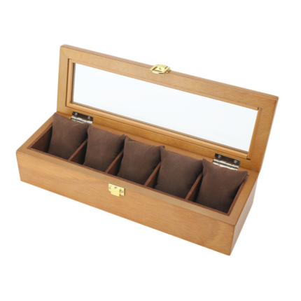 YA 5 Slots Houten Horloge Dozen Case Europese Koffie Horloge Organizer Mechanische Horloge Houten Sieraden Display Houder: Default Title