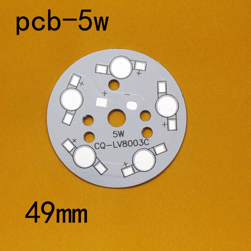5W LED PCB 49mm for 5pcs LEDs, aluminum plate base, Aluminum PCB Printed Circuit Boards, high power 5W LED DIY PCB