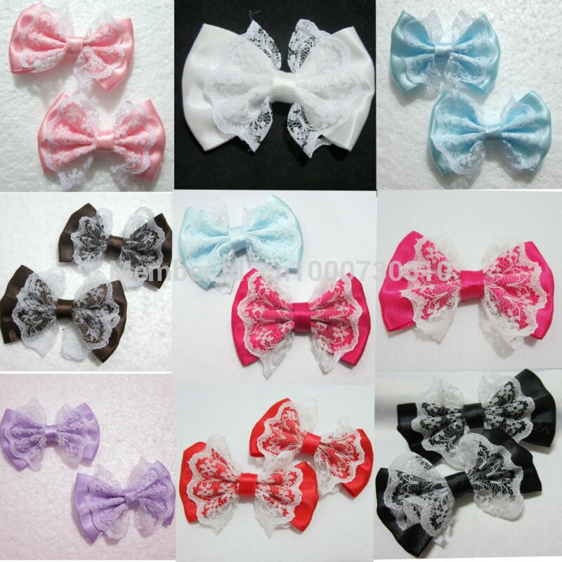 10 stuks/partij 55mm*35mm organza satijnen lint strik applicaties knutselen diy bruiloft  a01