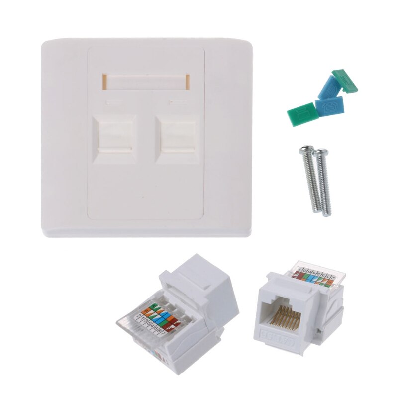 2 Ports RJ45 Network Wall Plate With Female to Female Connector