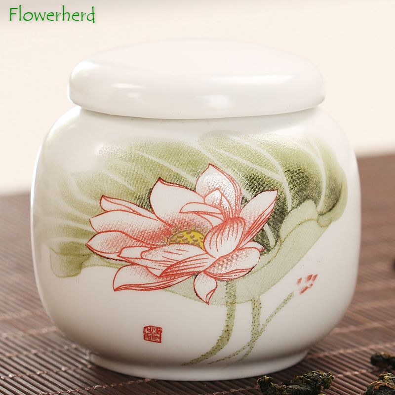 Blauwe En Witte Thee Caddy Keramische Thee Container Kleine Celadon Wit Porselein Verzegelde Thee Opslag Pu'er Draagbare Kung Fu Thee set