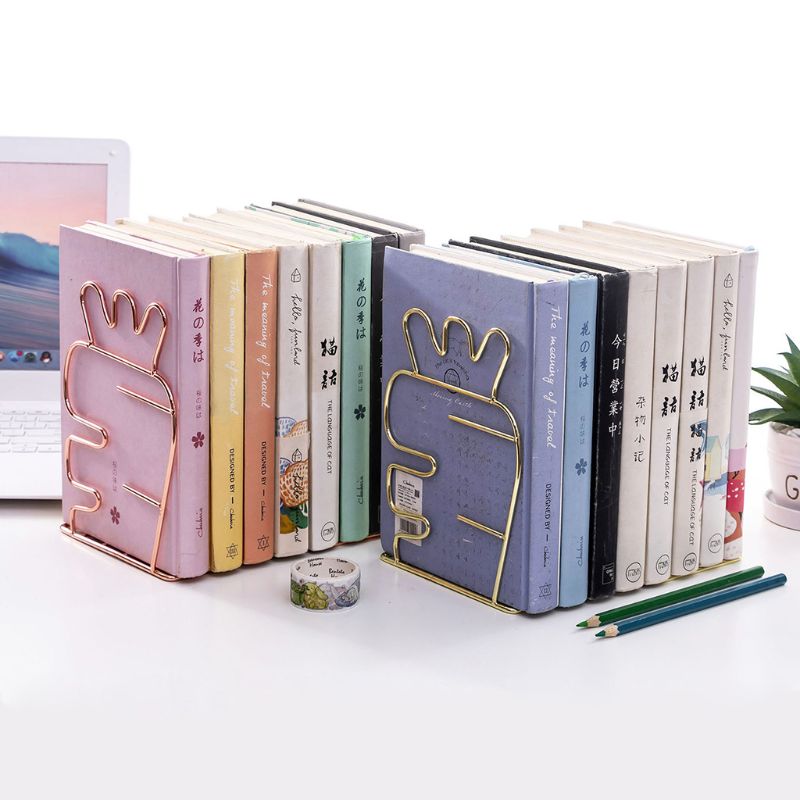 Modern Metal Book Ends Decorative Bookshelf Decor For Bedroom Library Office School Book Display Desktop Organizer C26