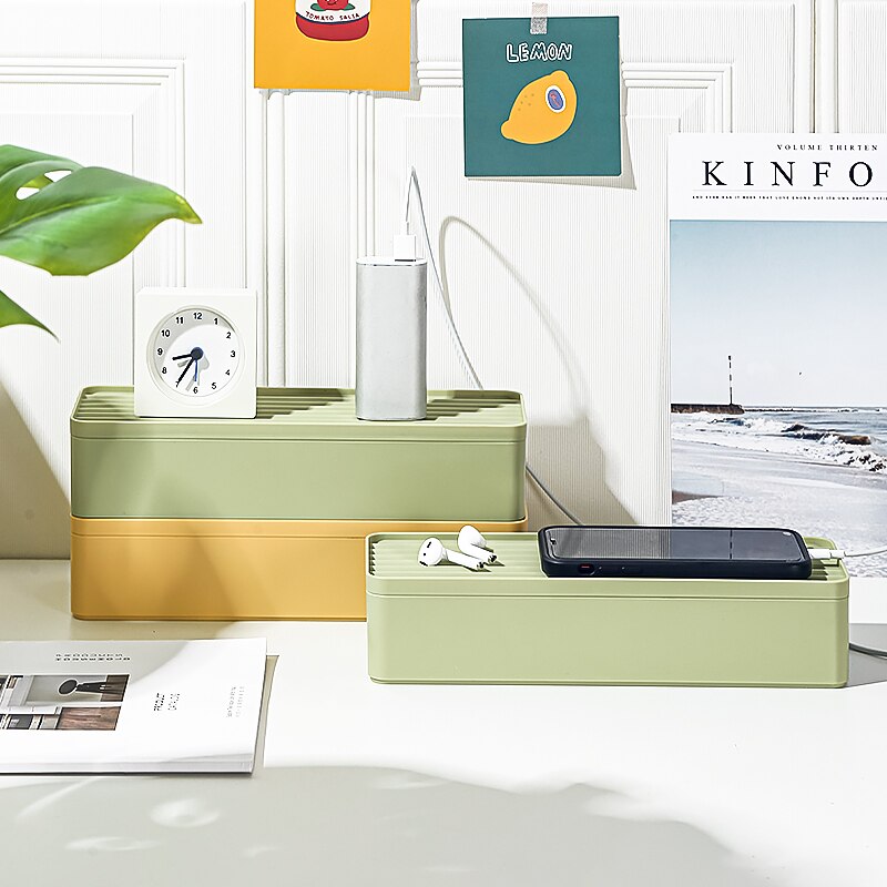 Data Cable Storage Box Cover Dustproof Power Wire Tray Network Charger Cable Tube Earphone Cable Organizer