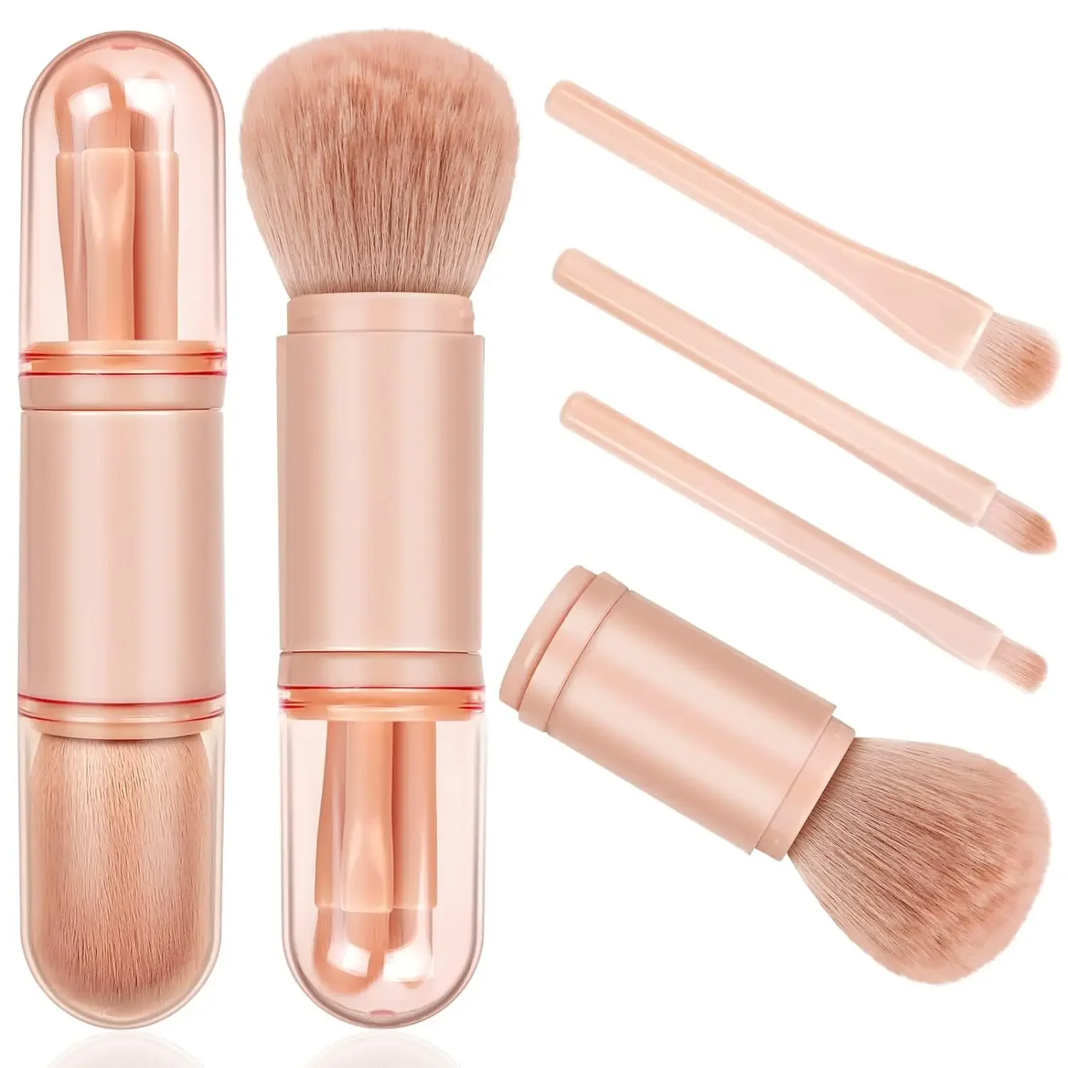 Juego de brochas de maquillaje 4 en 1 portátil multifuncional, escalable, Hash Eye, pincel pequeño de viaje para pintar y tres herramientas de maquillaje de belleza suave