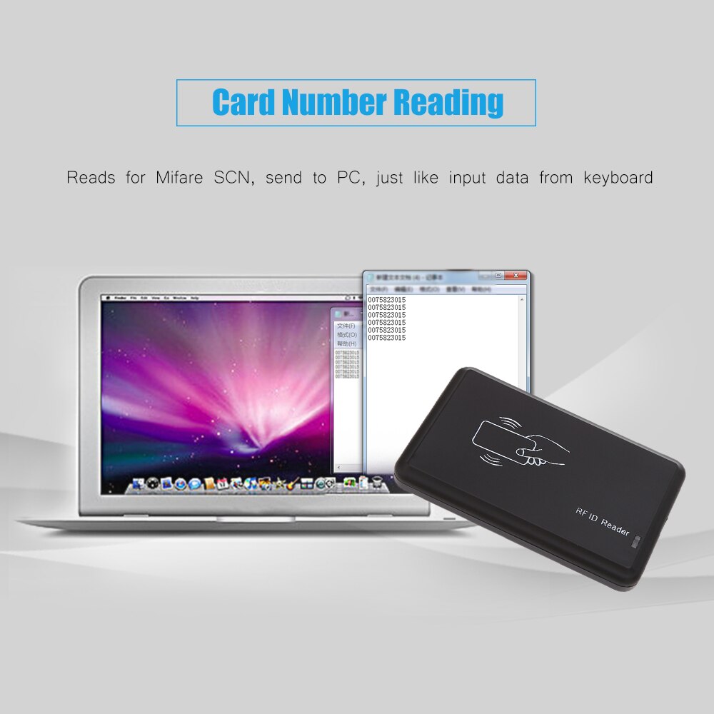Contactless 14443A IC Card Reader with USB Interface 5pcs Cards + 5pcs Key Fob 13.56MHZ RFID