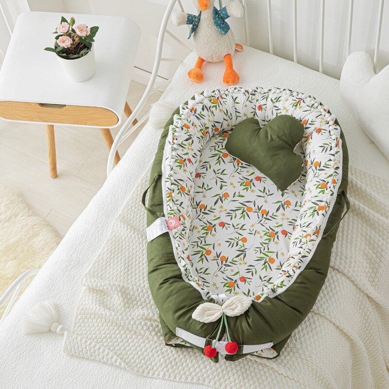 90X50cm Portable Baby Nest Crib Baby Bed Bassinet for Baby Lounger Cotton Baby Nest Co Sleeping Bed: A2