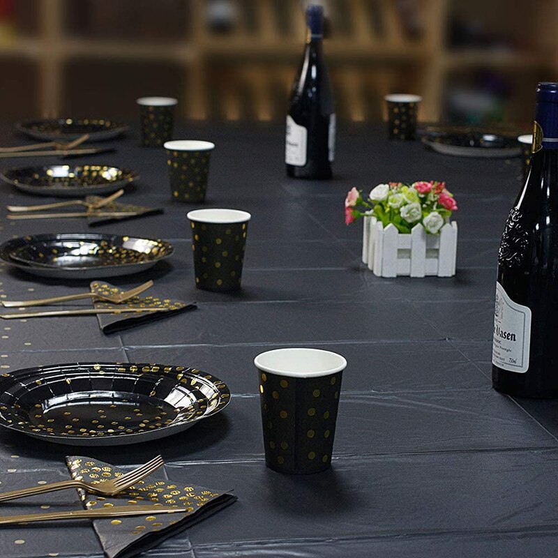 Utensílios de mesa descartáveis para festa de aniversário, decoração de crianças, chá de bebê, bolinhas douradas