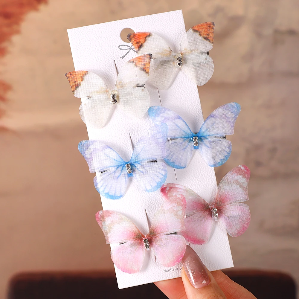 Horquillas de mariposa para niña, lazos para bebé que no daña el cabello, horquillas de Boutique súper bonitas, accesorios para el cabello de para mujer: Azul cielo