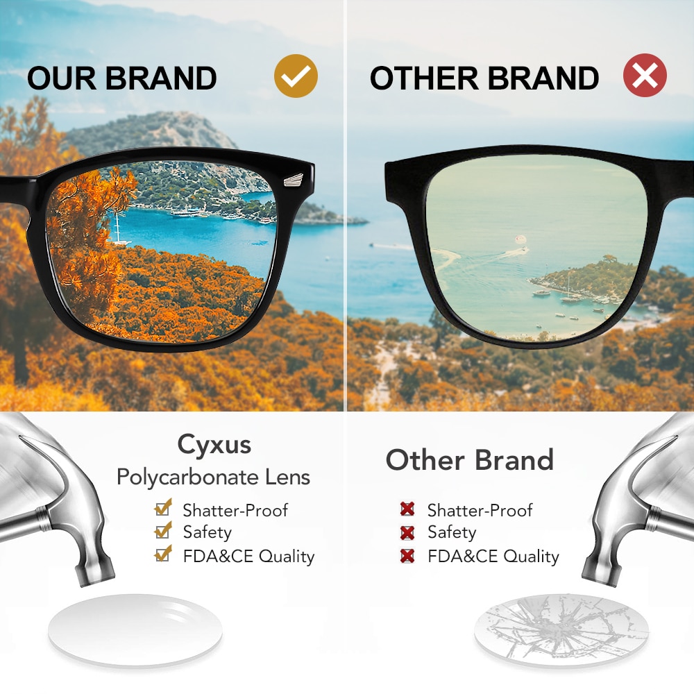 Cyxus, filtro de luz azul, gafas de ordenador, lentes antitensión, cristales transparentes, montura grande, gafas Unisex para hombres/mujeres 8081
