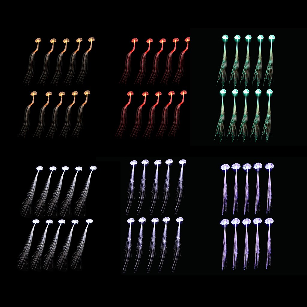 Pack of 10 LED Lights Hair Barrettes Light Up Hair Braid Decor Favor for Women