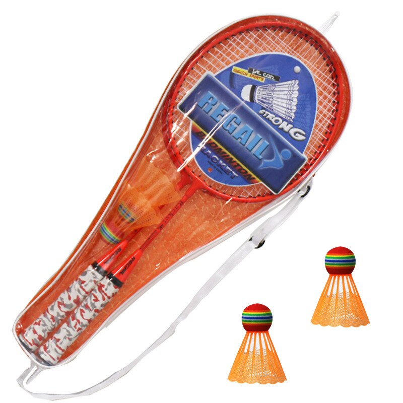 Kids Battledore School Pe Klasse Entertainment Apparatuur Kinderen Badminton Racket Set: Oranje