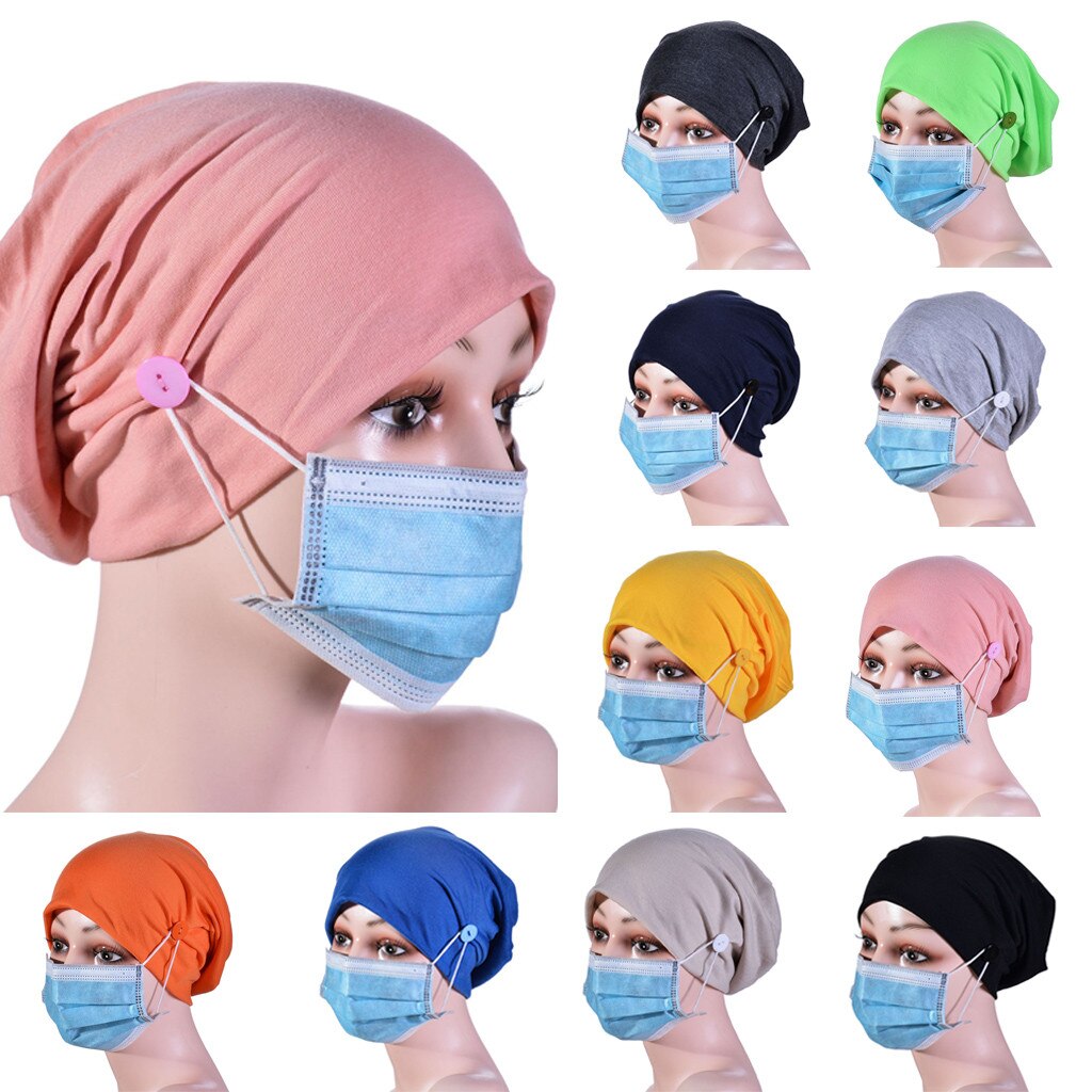 Staccabile Pulsante Delle Donne Ha Increspato Solido Musulmano Cappello Beanie Sciarpa Dell'involucro Cap 2020 Delle Signore di Modo di Protezione Puntale Casual Femminile