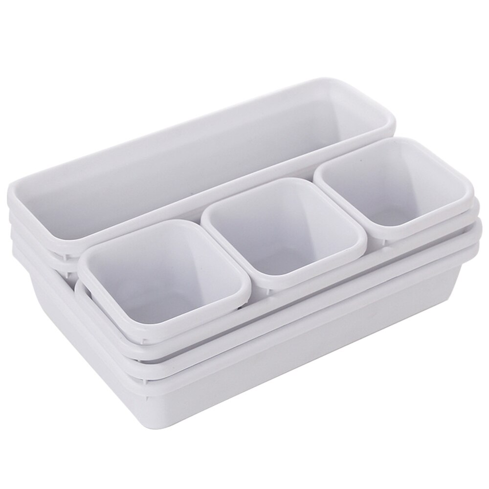 8PCS Kitchen Drawer Organizer Box Plastic Cutlery Storage Trays Cupboard Cabinet Storage Organizer Kitchen Accessories: White