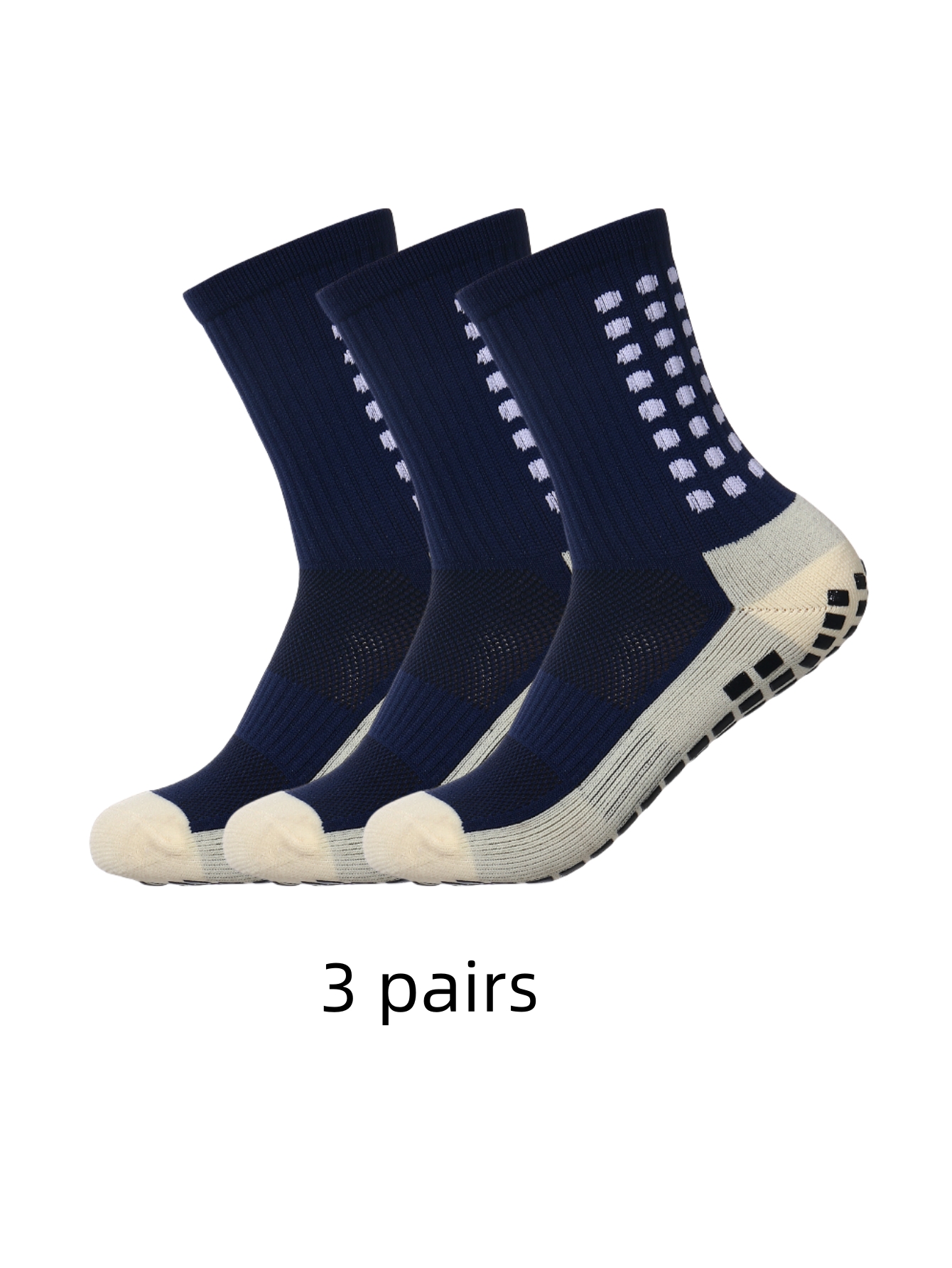 3 paar antislip klassieke sportsokken met zelfklevende punten, voetbalsokken: Clear