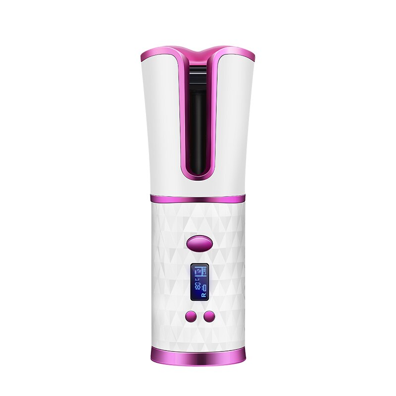 Automatische Lockenwickler Rollen Maschine USB Aufladbare Eisstockschießen Eisen Haar Eisstockschießen Bügeleisen Luft wickeln LED Modellierung Locken Haar Pflege: Rosa / uns