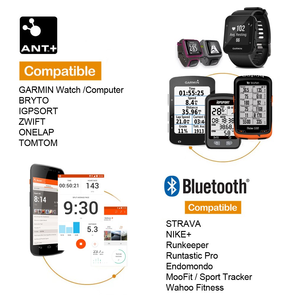 Bike Speedometer Wireless Computer ANT+ Bluetooth Bicycle Speed Cadence Sensor Heart Rate Monitor for GARMIN iGPSPORT Bryton C3