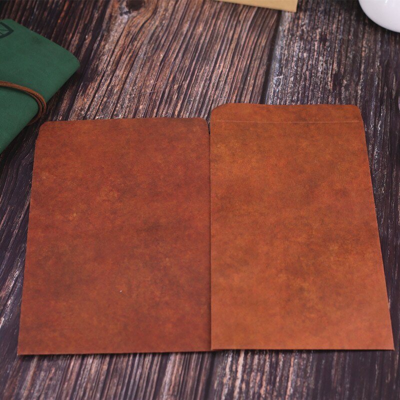 10pcs/lot Thickened retro printed kraft envelope packaging bag No. 5 envelope of business envelope Envelope: Reddish brown