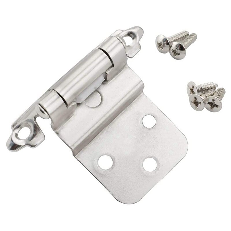 20PCS Mount Self Closing 3/8 inch Inset Cabinet Hinges Nickel Plated Finish Multi-Fold Overlay Cabinet Door Flush Hinges