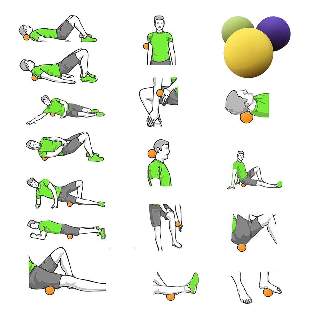 Bola de massagem conjunto bolas firmes auto terapia alvo trabalho miofascial gatilho ponto liberação músculo nós silicone yoga massagem bola