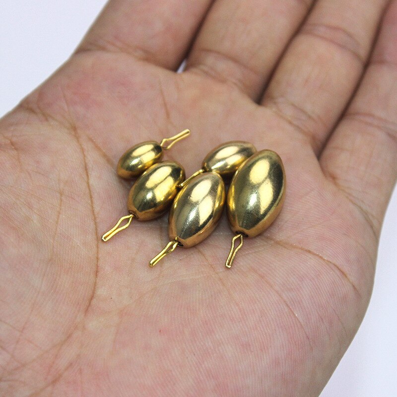 JIGEECARP 5pcs Fishing Bullet Weights Stainless Brass Slip Sinker For Hook Lure Texas Rig Non-Lead Brass Weight Sinker Accessory