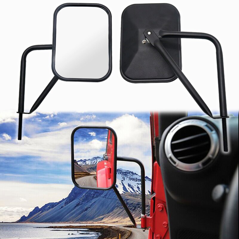 for Jeep Wrangler JK JKU JL JLU LJ TJ CJ-5 CJ-7 CJ-8 CJ-10 Rearview Mirror Off-Door Side-View Hinge Mirrors Doorless Rectangular