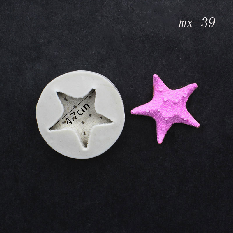 3D Shell Starfish Fondant Cake Mold Silicone Mold Set Mermaid Tail Sea Animal Cake Decorating Tools DIY Craft Fondant Molds: Pomarańczowy