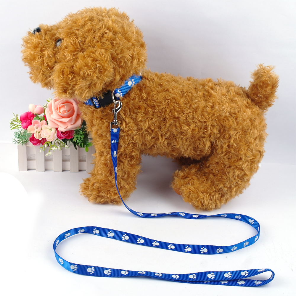 Verstelbare Nylon Kleine Hond Puppy Halsband & Leash Set met Poot S \ M \ L