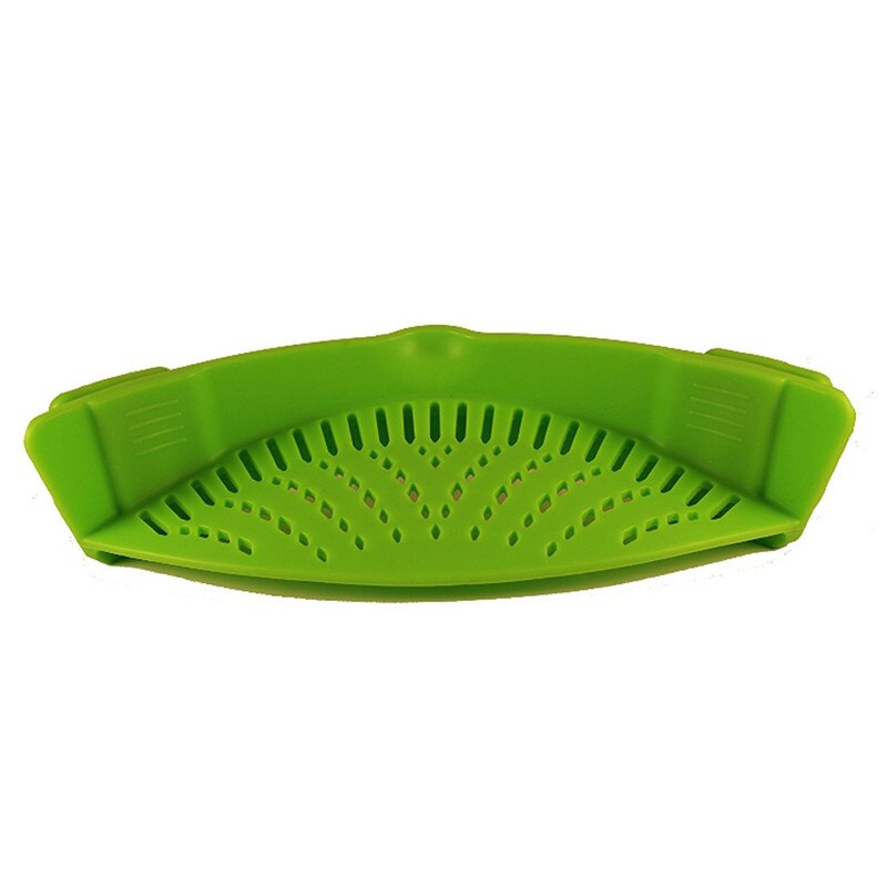 Silicone Pan Strainer Pan Strain Clip-on Pasta Food Convenience Various Colors Draining For Kitchen Tools: Green