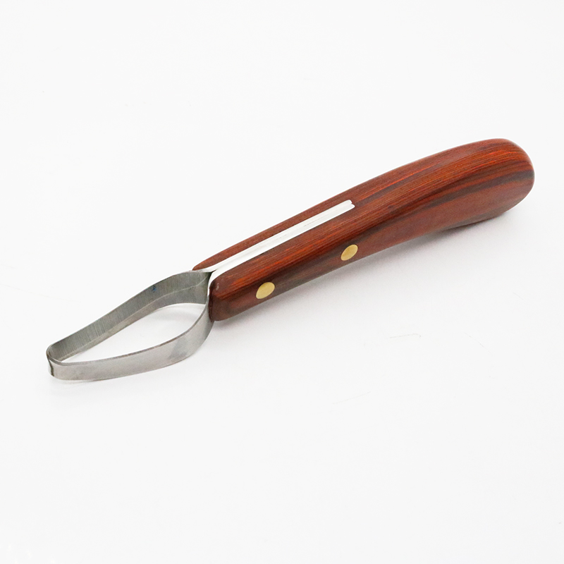 Couteau à sabot à boucle pour cheval, lame de tondeuse, mouton, bétail, cisailles à double tranchant, coupe-manche en bois, acier inoxydable, 2 pièces