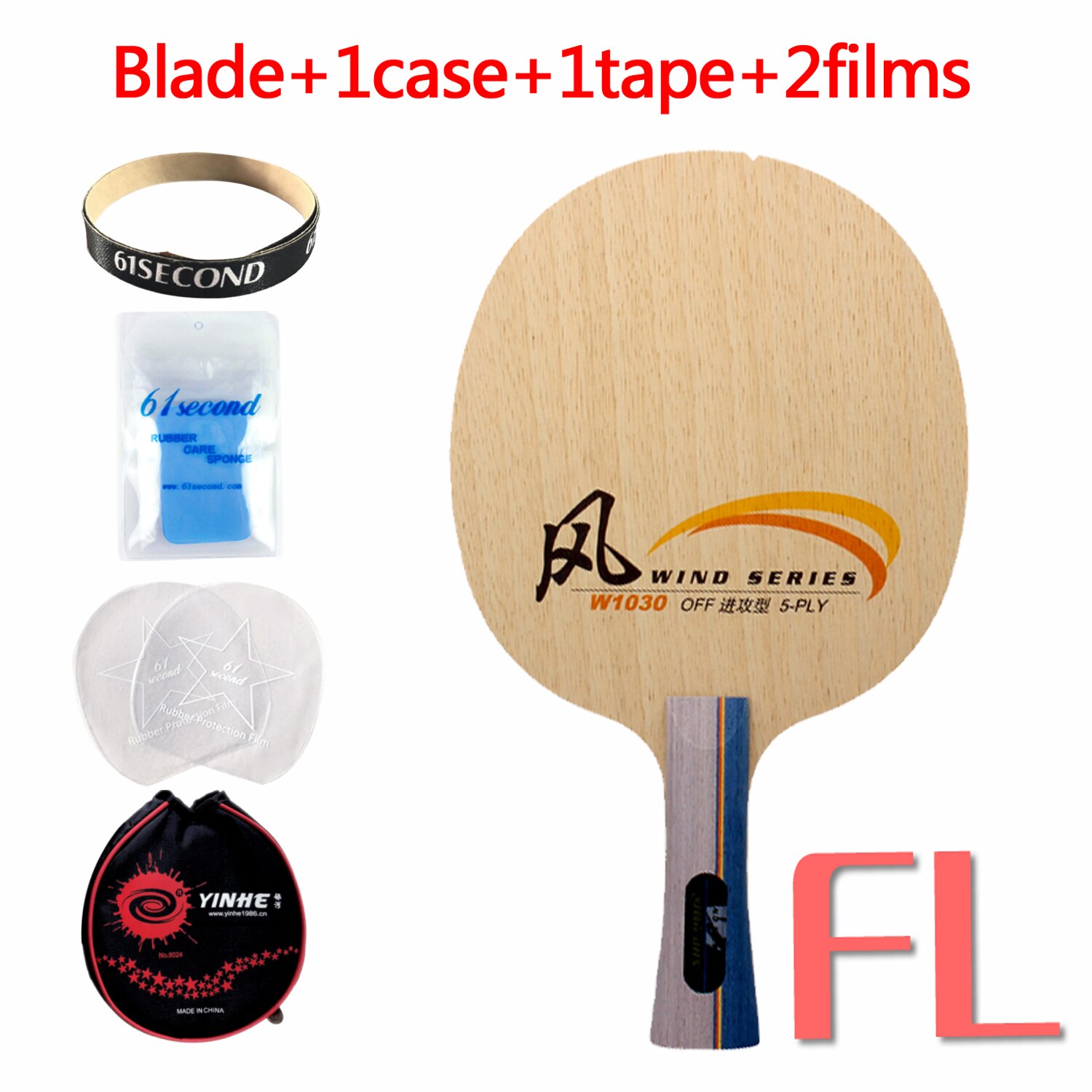 Original DHS wind series W1030 table tennis blade ping pong racket quick attack 5 pure wood blades racquet sports: FL with YBM case