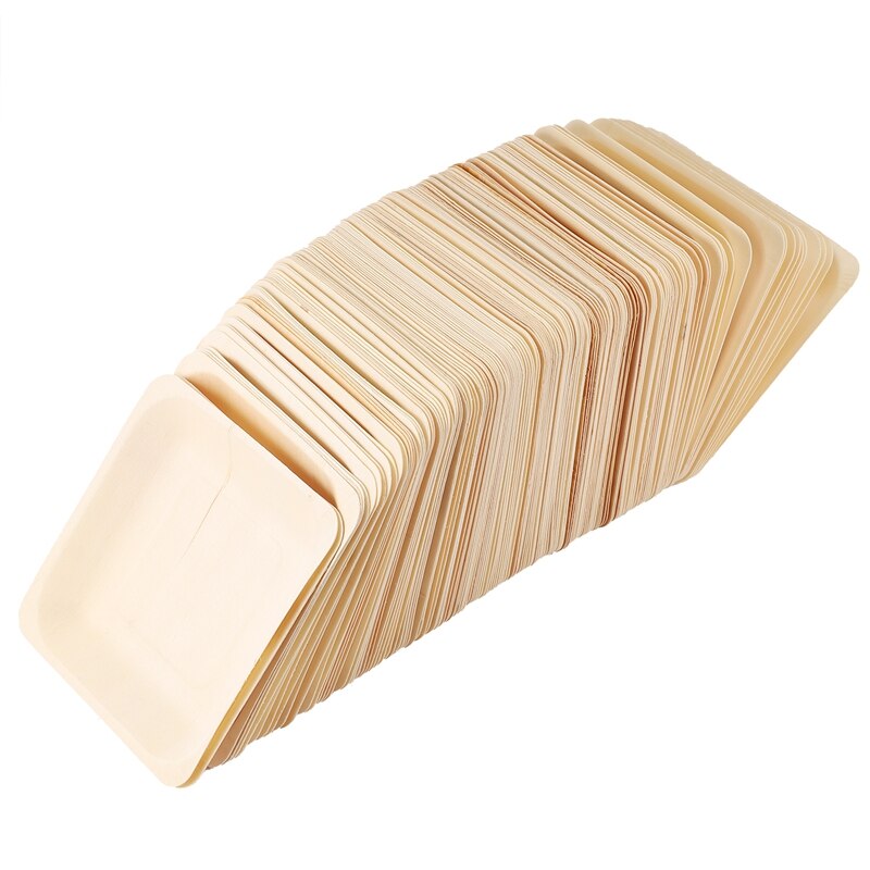 150 stuks wegwerp vierkante houten borden draagbaar servies voor verjaardagsfeestjes bruiloften restaurant picknick barbecue 140 x 140mm
