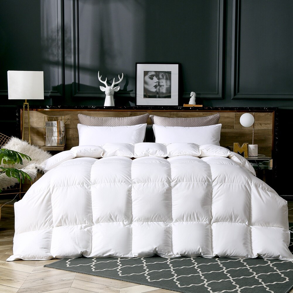 Luxe Ganzendons Dekbed Gewatteerde Quilt Koning Koningin Full Size Dekbed Winter Dikke Deken