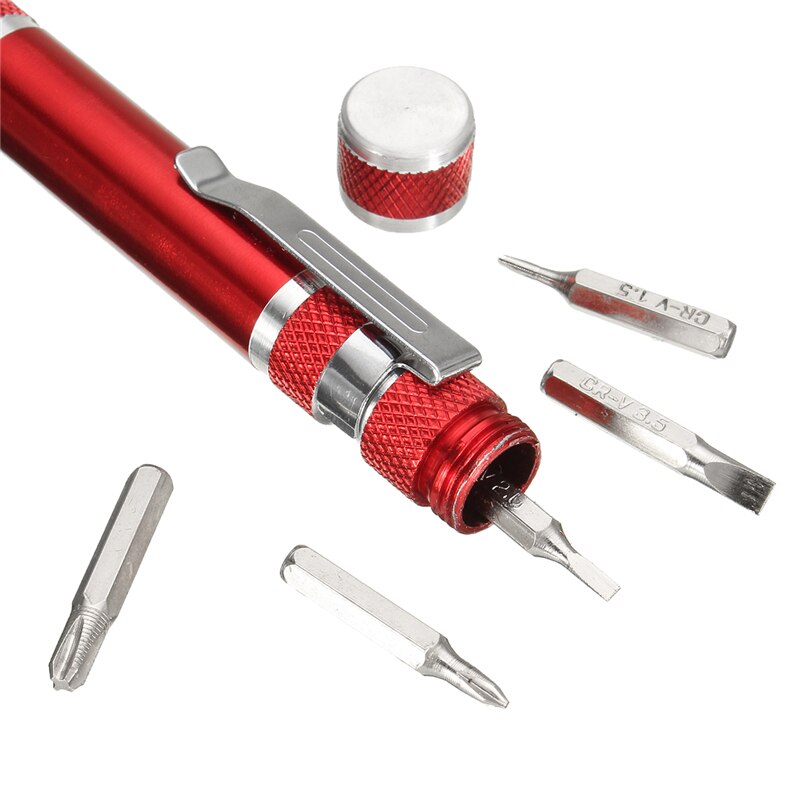 DANIU Drie Kleur 8 in 1 Pen Stijl Precisie Pocket Schroevendraaier Bit Set Ingelaste Phillips Schroef voor Draagbare Hand Tool gebruik