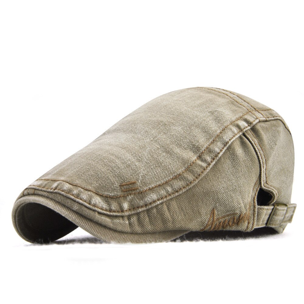 Jamont Vintage Mens Cotton Newsboy Caps Hats Hat Man Duckbill Baker Boy Peaked Hats Male Casual Cabbie Ivy Golf Hats: beige