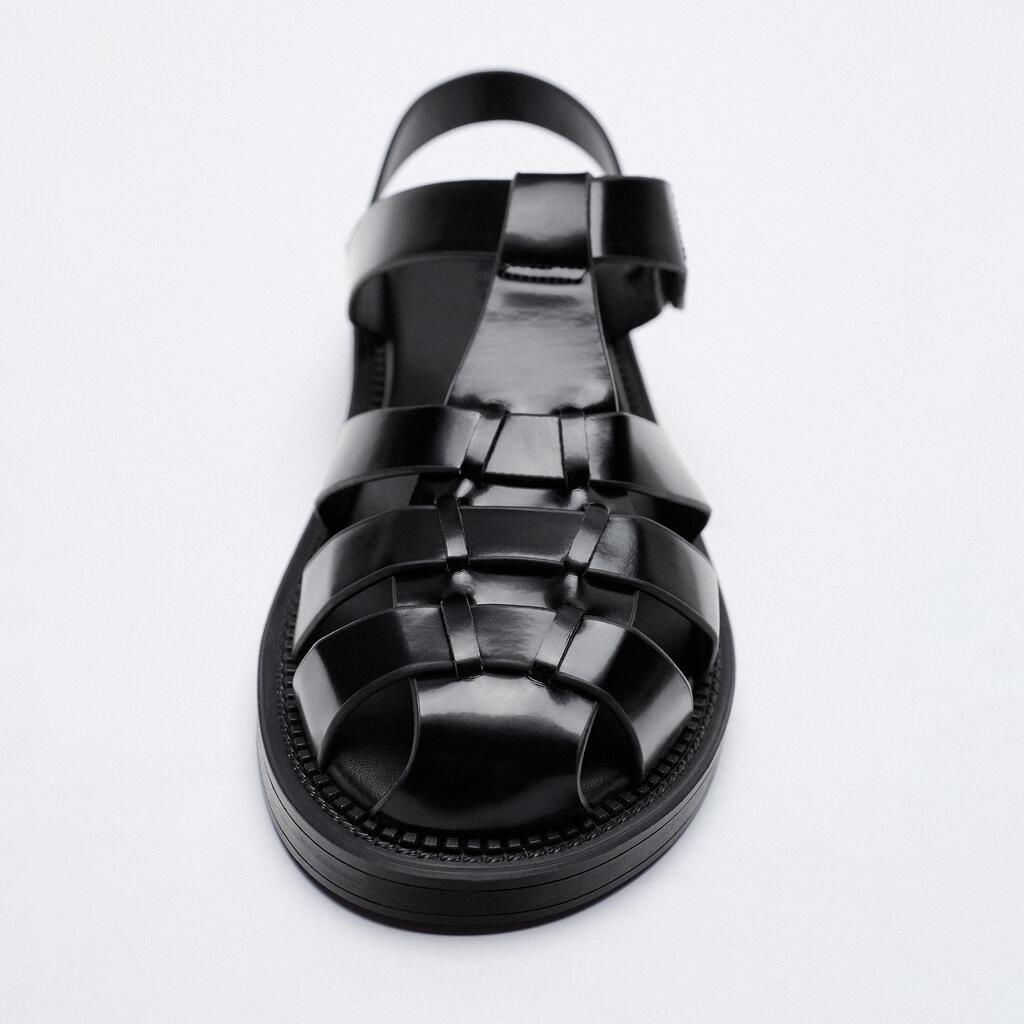 Meotina Vrouwen Sandalen Gladiator Schoenen Ronde Teen Platte Sandalen T-Strap Dames Schoeisel Zwart 40