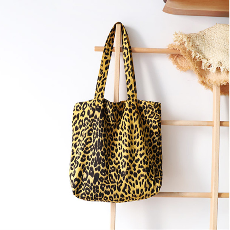 Große Tasche Frauen Handtasche Gelb Leopard Handtaschen Frau Große Kapazität Schulter Tasche Leinwand Weibliche Shopper Schulter Taschen