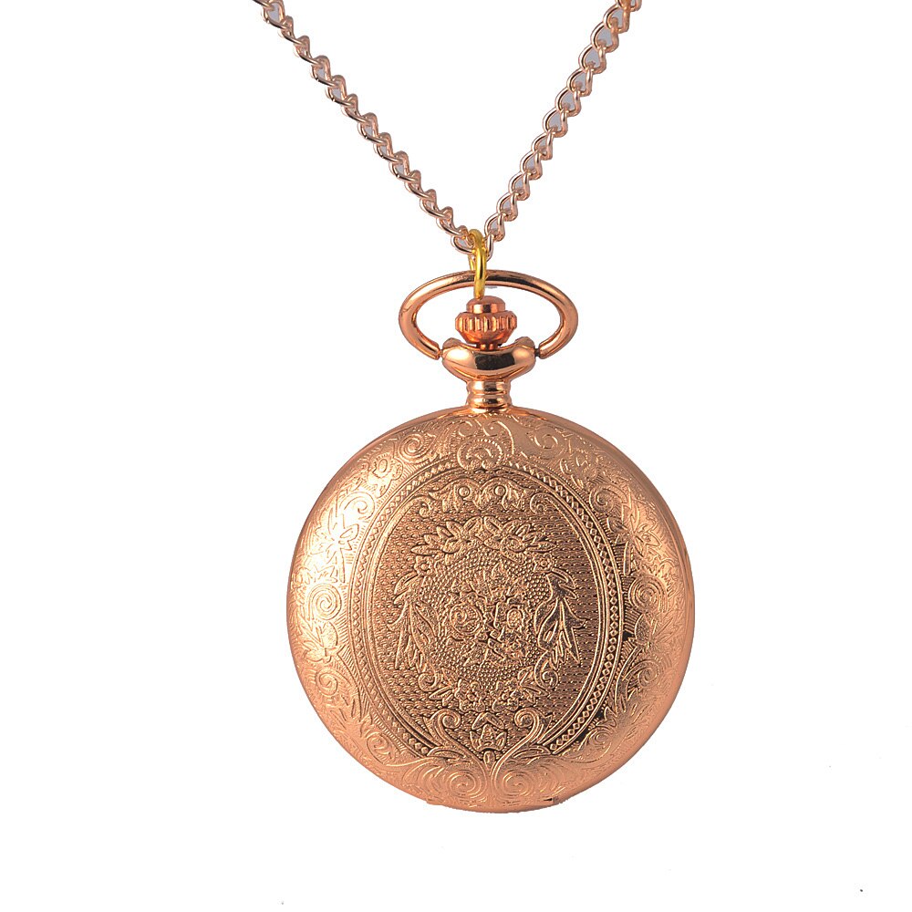 8840 indgraveret sølv lommeur quartz lommeure rosa guld hule smukke kæde antikviteter: Default Title