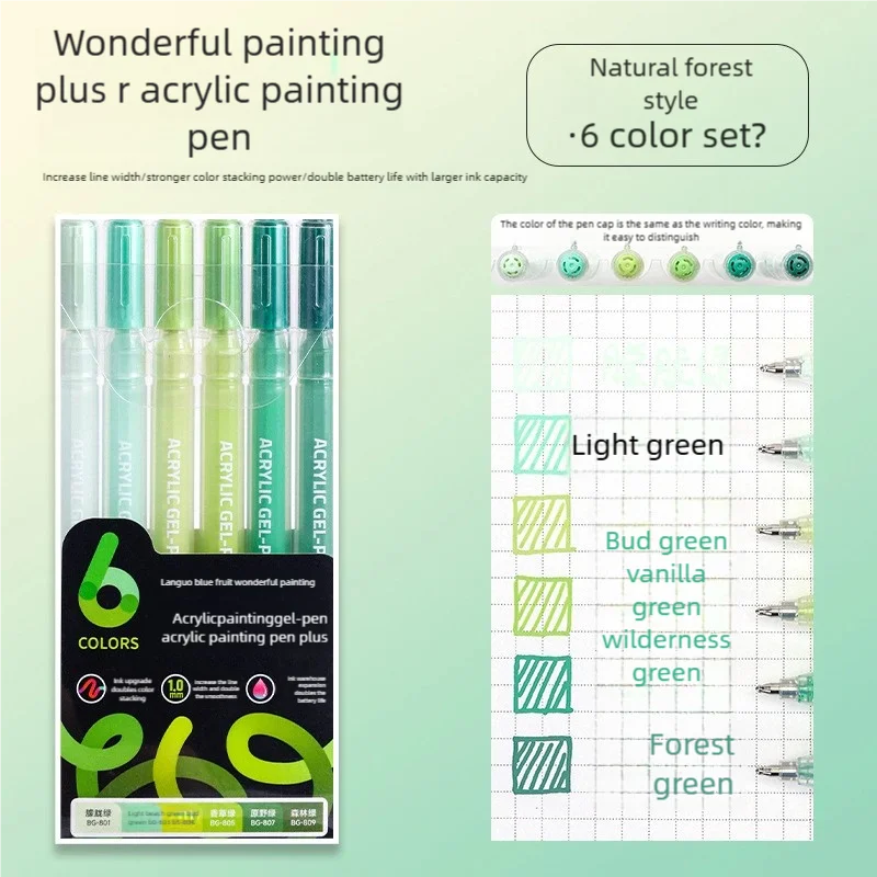 LANGUO 6Color Highlighter Marker Pens Acrylic Painting Art Markers Quick-Dry Non-Toxic for Students Supplies Korean Stationery: WHITE