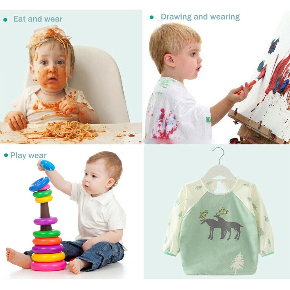 Baby freundlicher Langarm Fütterung Lätzchen Spuck Lätzchen Tücher Wasserdichte Gesamt Kunst Handwerk Farbe Spielen Schürze