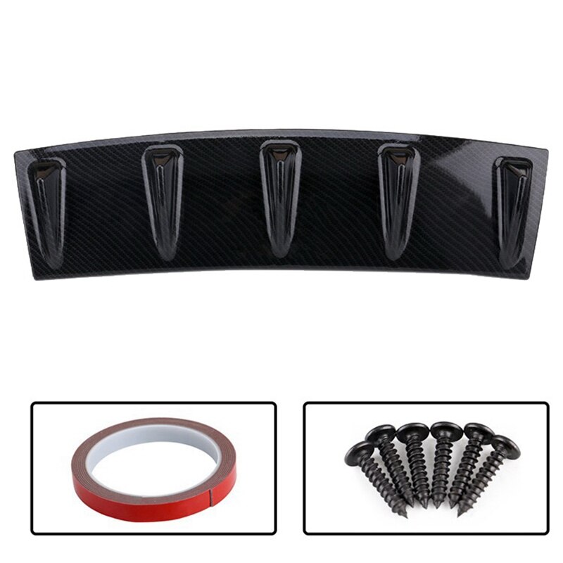 Universal Car Rear Bumper Lip Diffuser 5 Fin Shark Fin Style Carbon Fiber Bumper Spoiler Car Styling